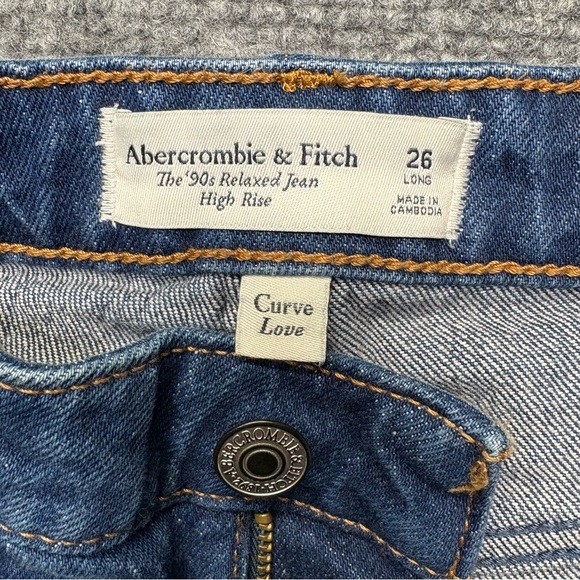 Abercrombie Fitch Jeans Womens 26 Long Blue 90's Relaxed High Rise Curve Love - Picture 4 of 13